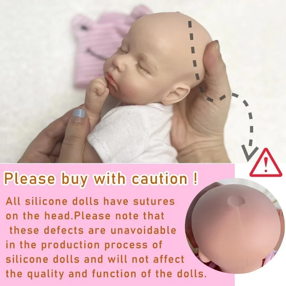 🆕33cm Reborn Baby Girl Sleeping closed mouth  Full Body Silicone Reborn Dolls